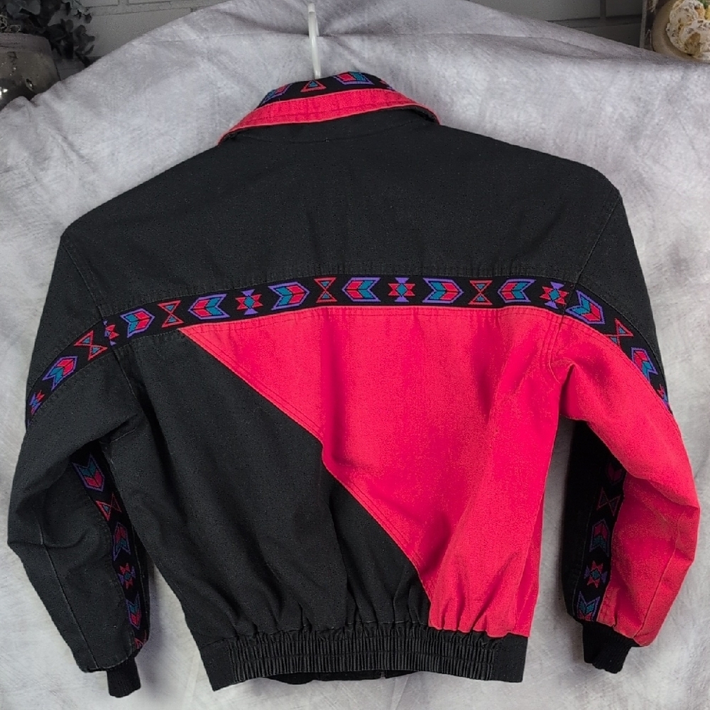 VTG Davis James Southwestern Aztec Pattern Western Bomber Jacket - Made in USA​ - Picture 2 of 14
